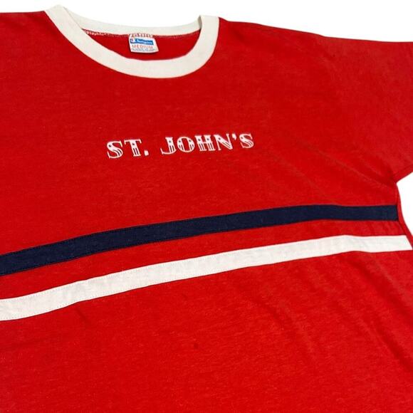 St.John’s University 80’s Striped Retro College Tee - Picture 3 of 6